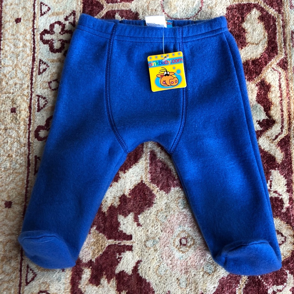 Oink Baby Blue Pants with Footie